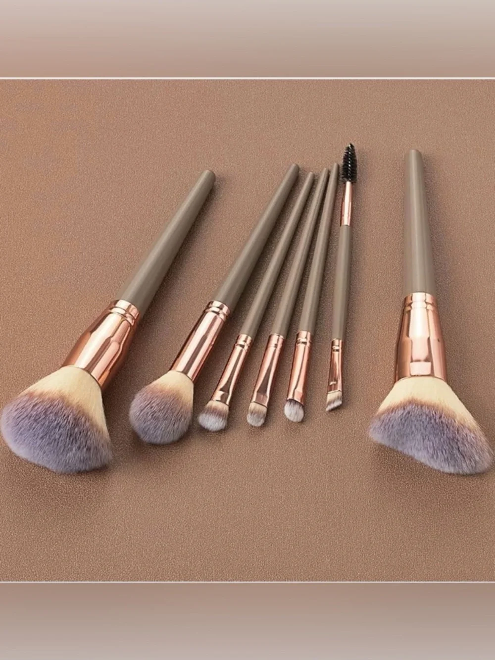 NWT~15pc Professional Makeup Full Face Brush & Case Set~Gray & Champagne Color